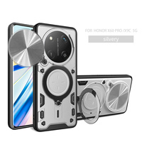 Coque arrière fumée mate pour Huawei Honor X60 Pro 5G/x9c 5g étui de Protection d'objectif de fenêtre coulissante dur TPU + PC support de bague magnétique