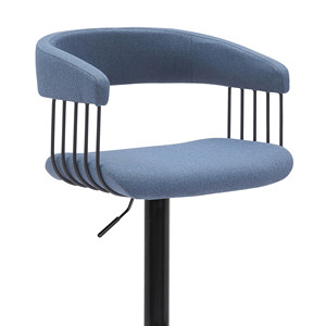 Sedia da Bar regolabile in altezza regolabile HMS in tessuto blu e nero con seduta in metallo confortevole ed elegante da Pub - Product Image 5