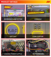 Grande machine à griffes transparente et colorée pour 2 joueurs, distributeur automatique d'arcade en libre-service, machine à griffes pour boîtes mystères et poupées