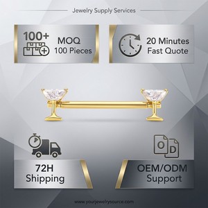 Anillos de pezón de titanio ASTM F136 chapados en oro de 24K con dos dijes de copa y circonitas, joyería corporal <span class=keywords><strong>sexy</strong></span> para bodas y fiestas - Product Image 3