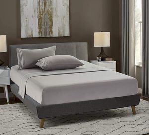 高档柔软100%棉拉绒超细纤维编织200TC现代环保纯色和条纹床单酒店用中国产 - Product Image 4