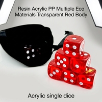 Dés en résine de polypropylène acrylique rouge à coins arrondis de 16 mm, logo doré personnalisé, cube à six faces, vente en gros pour jeux de société en vrac