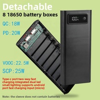 Batterie externe 8 emplacements 18650 au lithium avec affichage numérique, technologie GaN, haute capacité, charge rapide, charge sans fil, ultra-mince