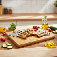Ensemble d'ustensiles de cuisine manuels en acier inoxydable avec manche en bois, comprenant un râpeur à gingembre, un zester à ail et un éplucheur - Lavable au lave-vaisselle