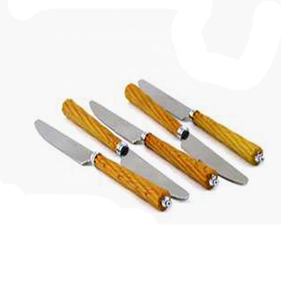 Manche en résine côtelée jaune ensemble de couverts en acier inoxydable ensembles de couverts à poignée en spirale couverts plaqués argent - Product Image 3