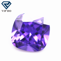 3x3-12x12mm zircon cubique violet/violet foncé en forme de coussin, pierre précieuse synthétique en vrac, pierre de zircone CZ en forme de coussin brillant