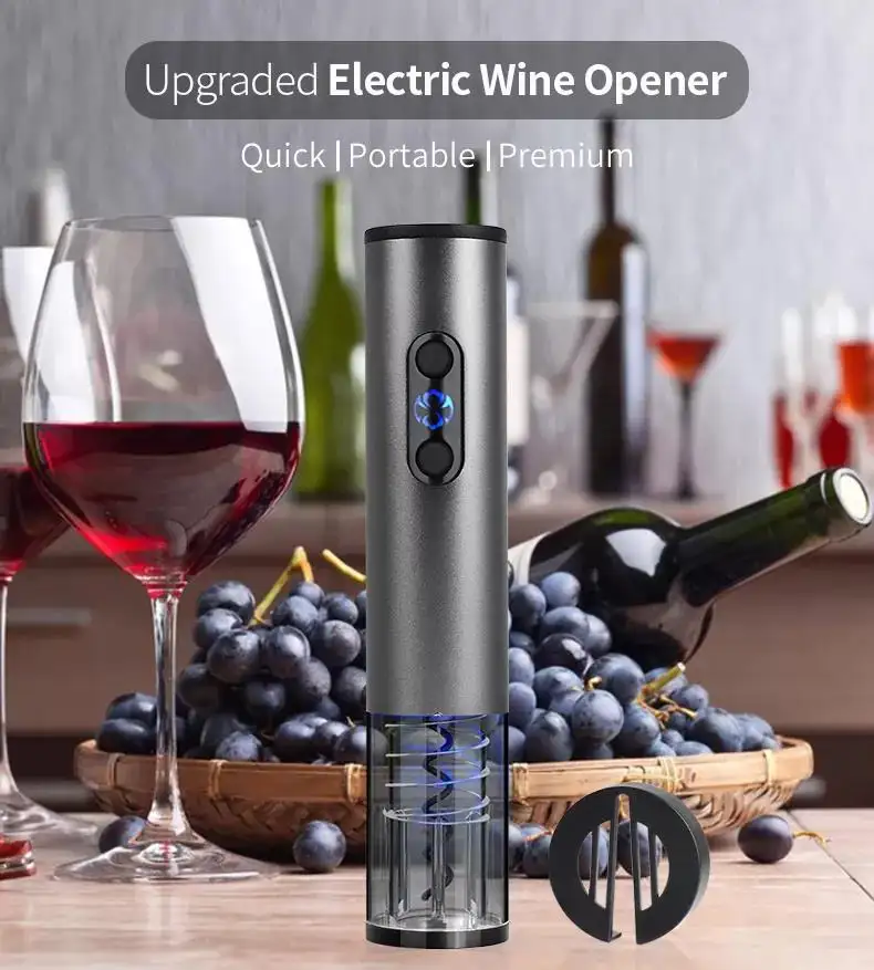 휴대용 배터리 자동 전기 코르크 와인 오프너 플라스틱 프리미엄 와인 코르크 오프너
