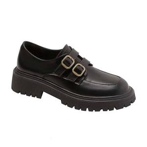 Ciabatte in pelle con plateau e tacco largo, modello Fugu Lofu, a punta, antiscivolo, da donna, per autunno, primavera ed estate, stile retrò. - Product Image 1