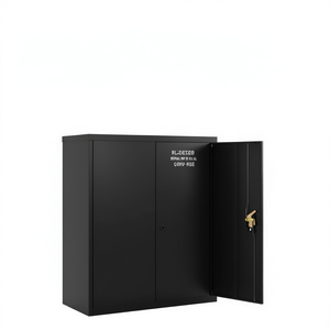 Black Powder Coated Steel <b>File</b> Cabinet With Key Lock Office Filing <b>Storage</b> Commercial Furniture Minimalist Design - Product Image 1