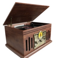 Vintage Design 6in1 Audio Platines USB CD Cassette enregistreur radio lecteur sans fil Gramophone 3 Vitesse LP Vinyle Platine Lecteur