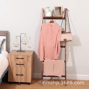 Wooden <b>Ladder</b> Shelf 5 Tier Standing Towel Rack Multifunctional Living Room Bathroom Storage Organizer - Product Image 1