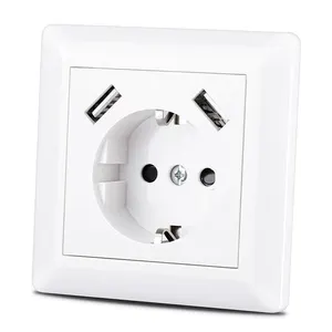 CE TUV European 16A Electrical Plug German Wall Switches Outlets and USB EU Schuko Socket With Dual USBA 3.4A Quick Charger