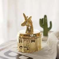 Boîte à bijoux créative en céramique or licorne pour cadeau femme