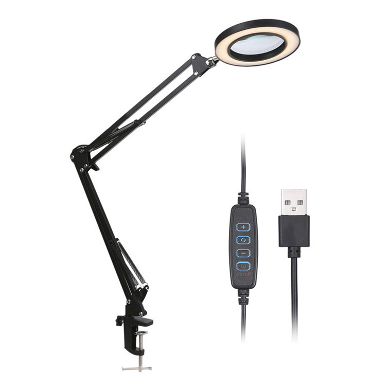 Modern Style Folding Swing Arm Dimmer Working Table Light Ultra Bright Tattoo Clip Working Table Desk Lamp With 5X Lens