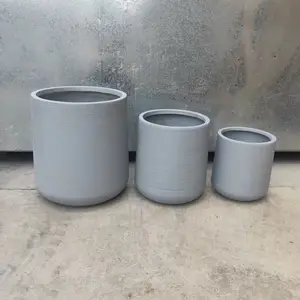 Vasos de plantas de fibra grande, jardim cinza decoração kits de potes de plantas usadas com flor/planta verde