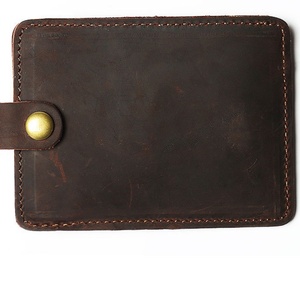 Boshiho Customized Crazy Horse Leather Business Wallet Card <b>Holder</b> Men Credit <b>Id</b> Coin Leather Front Pocket Black Slim - Product Image 1