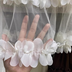 Nouvelle arrivée printemps mode dame taille élastique <span class=keywords><strong>en</strong></span> cascade volants fleur déco Sexy <span class=keywords><strong>Tulle</strong></span> maille longue <span class=keywords><strong>Beige</strong></span> noir jupes - Product Image 4