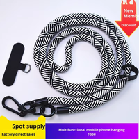 Cordon de téléphone portable tressé personnalisé et tendance avec sangle de cou diagonale et corde d'escalade détachable, avec porte-carte