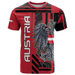 T-shirt Homme Manches Courtes Personnalisé Style Minimaliste Rouge avec Armoiries Autrichiennes – Édition Spéciale Fête Nationale Autrichienne 2026 – Nouvelle Collection - Product Image 5