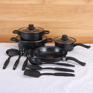 Ensemble de Cuisson de 13 Pièces Antiadhésif, Batterie de Cuisine <span class=keywords><strong>en</strong></span> <span class=keywords><strong>Fonte</strong></span> avec Casserole, Pots et Poêles - Product Image 2