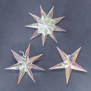 Étoiles <span class=keywords><strong>de</strong></span> Noël en <span class=keywords><strong>papier</strong></span>, décorations brillantes écologiques à piles, pendentifs holographiques à 5 ou 7 branches pour la décoration d'arbres, <span class=keywords><strong>de</strong></span> fenêtres et <span class=keywords><strong>de</strong></span> murs - Product Image 3