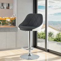 Tabouret de bar pivotant à 360 degrés en fer noir durable, personnalisable pour cuisine, hauteur réglable, en cuir synthétique, pour usage commercial