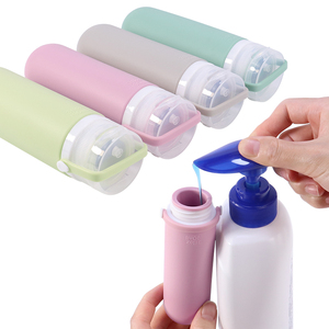 Kit de voyage anti-fuite en silicone écologique réutilisable et rechargeable de 60 ml pour shampoing et lotion, format voyage, avec trousse de toilette - Product Image 6