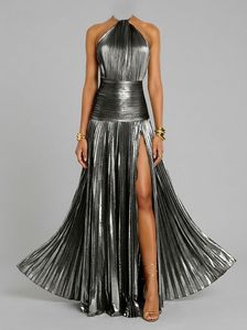 Abito Elegante da Donna Estate 2025, Vestito Lungo Senza Spalline con Dettagli a Contrasto e Allacciatura, Senza Maniche per Casual e Feste - Product Image 3