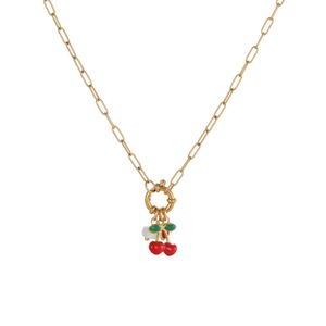 Collier en acier inoxydable cerise rouge - design luxueux et exclusif, chaîne de collier, nouveau style, bijoux à la mode et élégants - Product Image 6