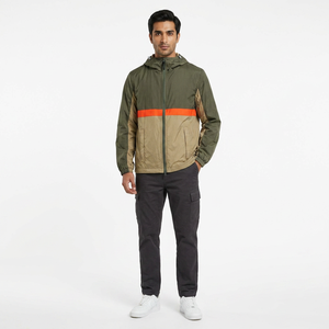 Fine Quality Cool Style <b>Long</b> Zip Outdoor Teamwear Crinkle Stand Collar Hooded Front Logo Canvas Windproof Windbreaker <b>Jacket</b> - Product Image 1
