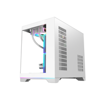 Boîtier PC de bureau Mid-Tower panoramique en verre trempé pour ordinateur de jeu, compatible MATX