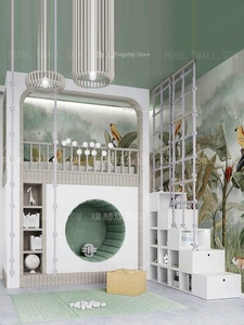 Lit en bois massif à deux étages Secret Hideout pour enfants - Luxe <span class=keywords><strong>l</strong></span>éger et minimaliste, personnalisable avec rangements et barrières de sécurité - Product Image 2