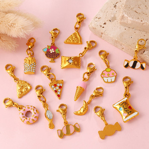 จี้รูปอาหารน่ารัก โลหะผสมสังกะสี ตัวล็อคแบบก้ามปู จี้ห้อยคอ DIY ของขวัญเครื่องประดับ อุปกรณ์เสริมสำหรับทุกเพศ - Product Image 1