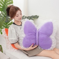 Cojín de Felpa con Borde de Encaje en Forma de Mariposa, Cojín de Terciopelo Suave Relleno de Mariposa para Decoración de Sofá y Dormitorio, Regalo de Cumpleaños o Boda para Niñas