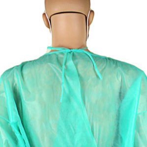 Gaun isolasi kelas I dewasa sekali pakai pakaian pelindung medis PP non-tenun lengan panjang manset elastis 95% penyaringan <span class=keywords><strong>CE</strong></span> - Product Image 3