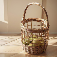 Panier à légumes et fruits tressé en saule creux, panier de pique-nique en rotin pour le printemps, panier à fleurs de Noël entièrement fait main