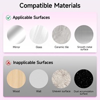 Support de téléphone à ventouse en silicone, 24 ventouses, support adhésif ultra-fin pour miroir, verre, prise de vue selfie