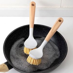 Brosse de nettoyage de cuisine à long manche en hêtre pour la vaisselle et les casseroles, vente en gros personnalisée - Product Image 6