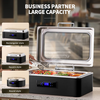 Chauffe-Plat Électrique Professionnel avec Contrôle Numérique de la Température, en Acier Inoxydable, avec Couvercle en Verre pour Buffets et Traiteurs Hôteliers
