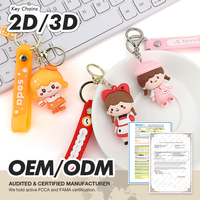 Conception personnalisée Porte-clés en PVC en forme d'animal 3D Porte-clés de voiture en caoutchouc souple avec logo personnalisé sur la base en métal