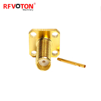 Connecteur RF 50 ohms personnalisé, prise femelle SMA, montage sur panneau à bride à 4 trous, soudure, pour câble coaxial RG402 RG141