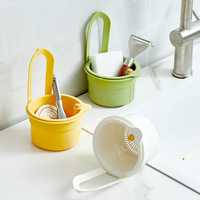Panier suspendu détachable de vidange à bouton-poussoir robinet panier de crépine d'évier en plastique pour l'élimination des déchets alimentaires et le stockage des outils