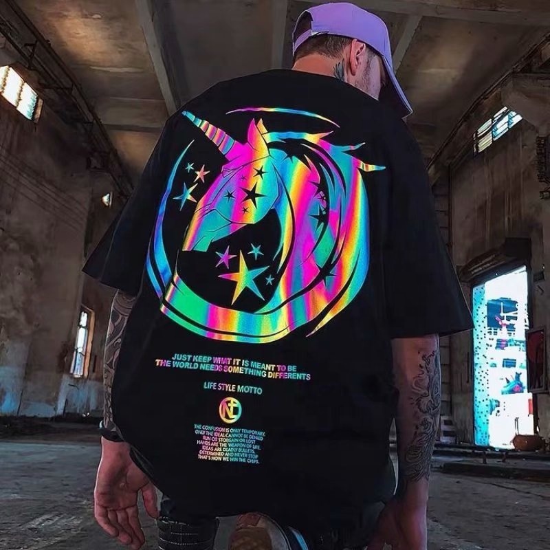 Glow in the Dark T-Shirts 100% Cotton Oversized Men's Streetwear