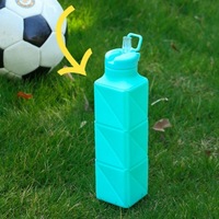 Gobelets pliables écologiques pour enfants, rétractables, portables, en silicone de qualité alimentaire, avec paille pliable, bouteille d'eau pliable