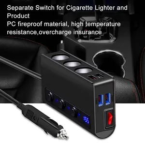SLW002 180W 4 USB Car Charger <b>Socket</b> QC3.0 Fast Charge <b>12V</b>/24V Splitter Outlet Adapter - Product Image 4