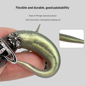 Appât souple biomimétique en forme de ver pour la pêche en extérieur, petit ver à queue en T, leurre pour achigan et poisson mandarin, en acier inoxydable - Product Image 3