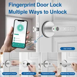 Foxgard Fingerprint Door Lock Smart Biometric Door Lock With Bluetooth APP Keyless Entry Door Lock With Handle Touchscreen