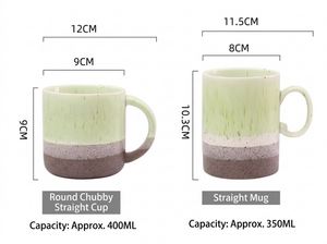 แก้วกาแฟเซรามิกเคลือบรีแอกทีฟ 350 มล. พิมพ์โลโก้ได้ ลายจุด สไตล์งานฝีมือ แก้วสโตนแวร์ ขายส่ง สำหรับใช้ในบ้าน ร้านกาแฟ ร้านอาหาร - Product Image 3