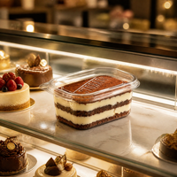 Boîte à gâteau transparente en PET recyclable avec couvercle à charnière, conteneur jetable pour pâtisseries, sushis, gelées, croissants, beignets, qualité alimentaire sûre pour boulangerie