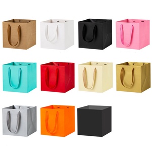 Trendy Square Paper Bags with Custom Logo Print Embossed Fashion Style for <b>Candy</b> Flowers & Cake Packaging for Gift Giving - Product Image 2